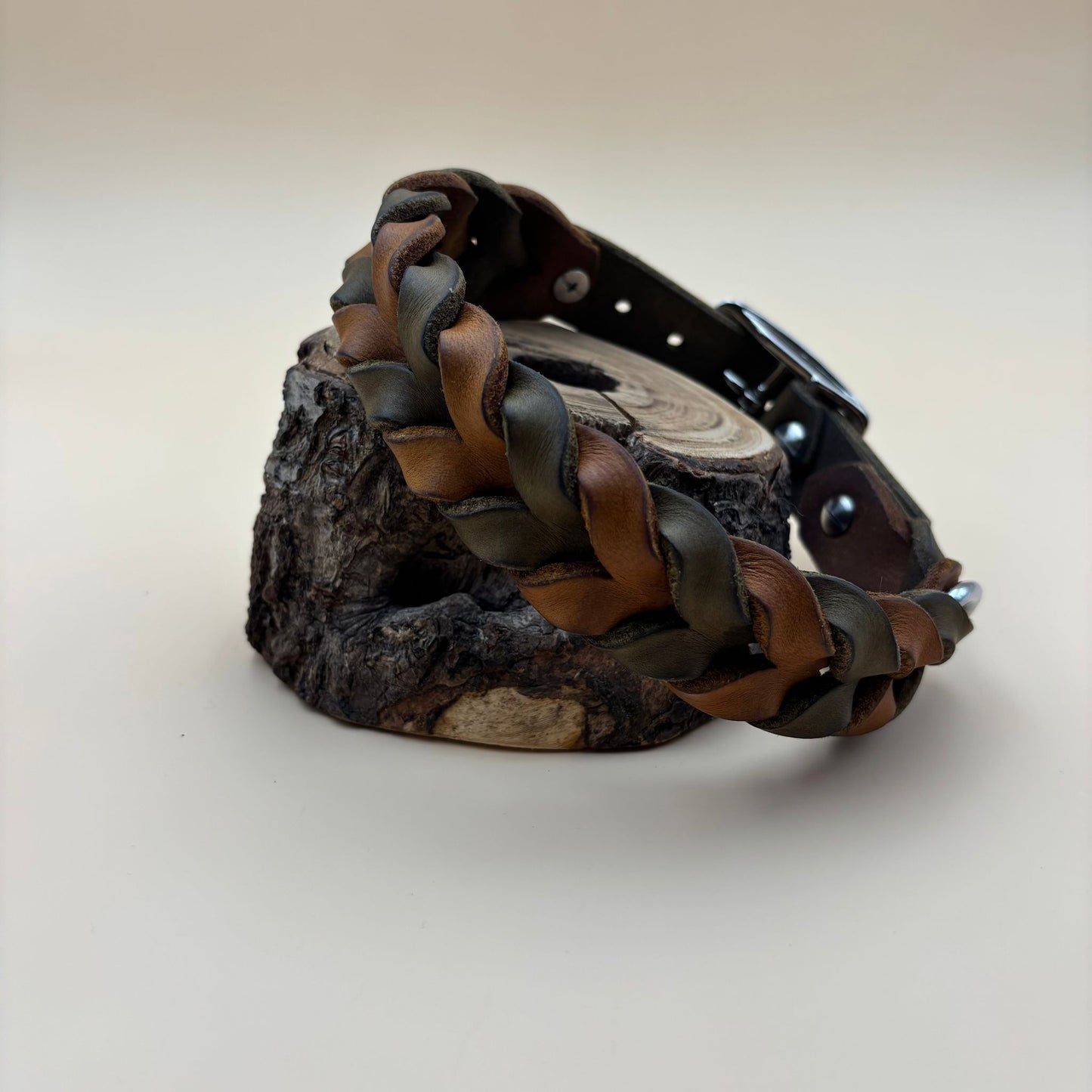 Hundehalsband Leder geflochten