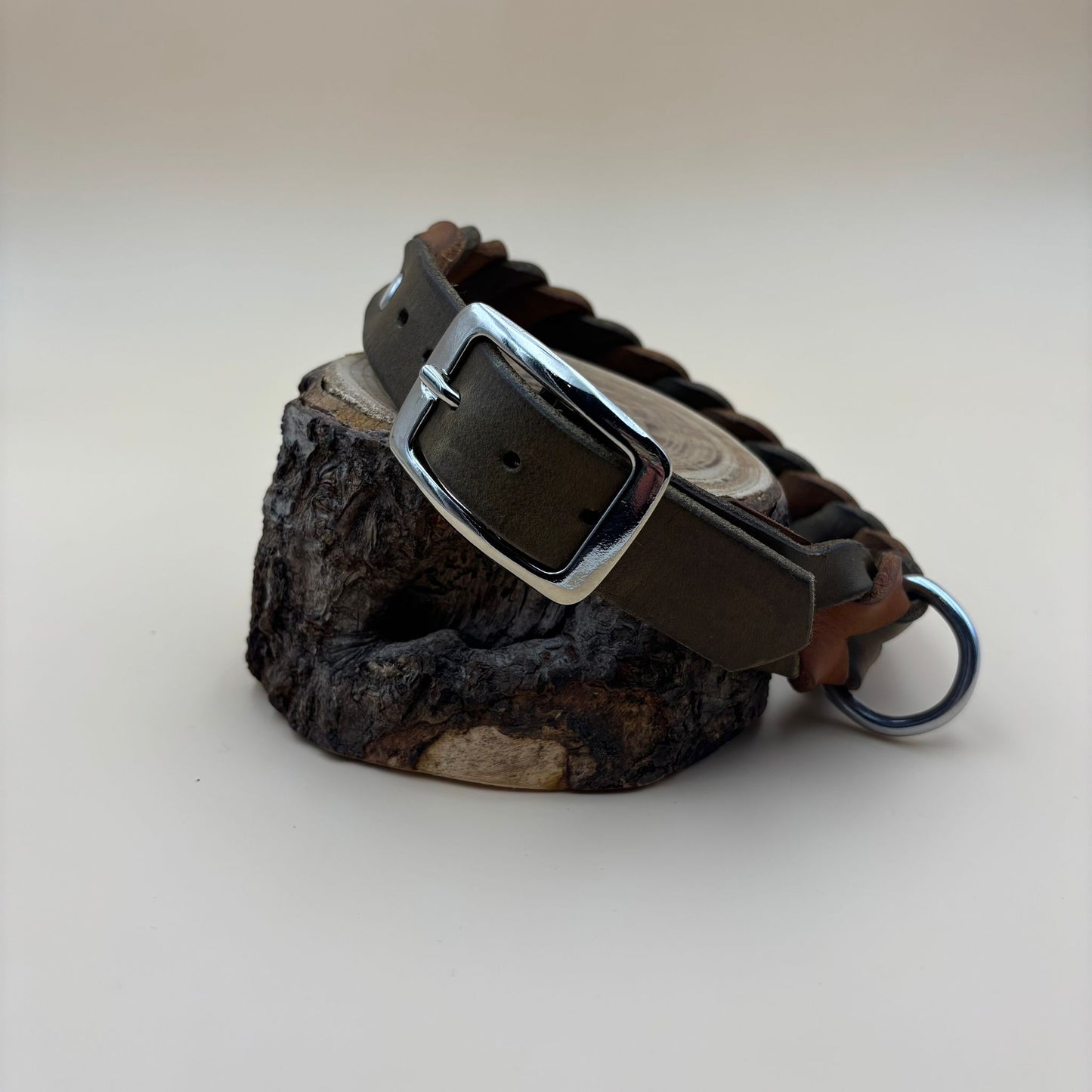 Hundehalsband Leder geflochten