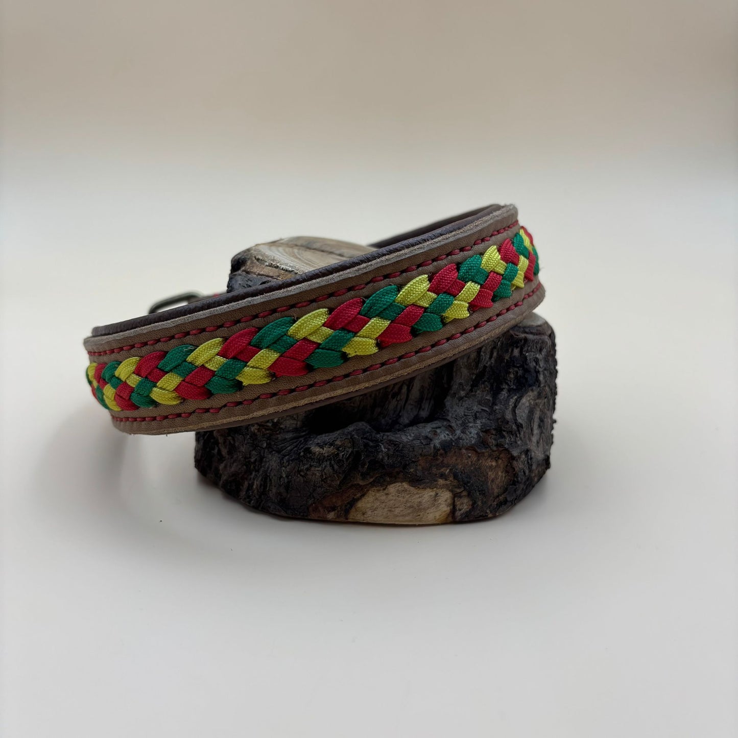 Hundehalsband Leder mit Paracord-Schnürung