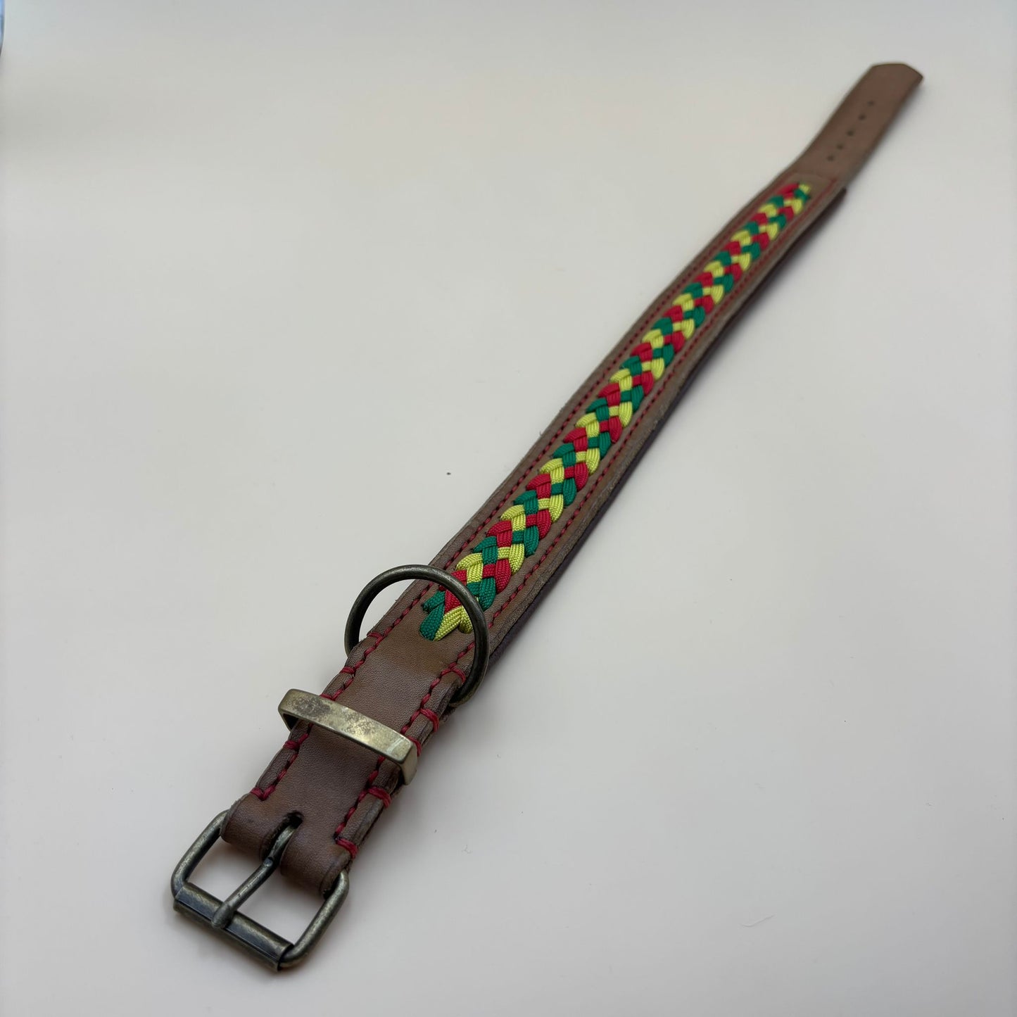 Hundehalsband Leder mit Paracord-Schnürung