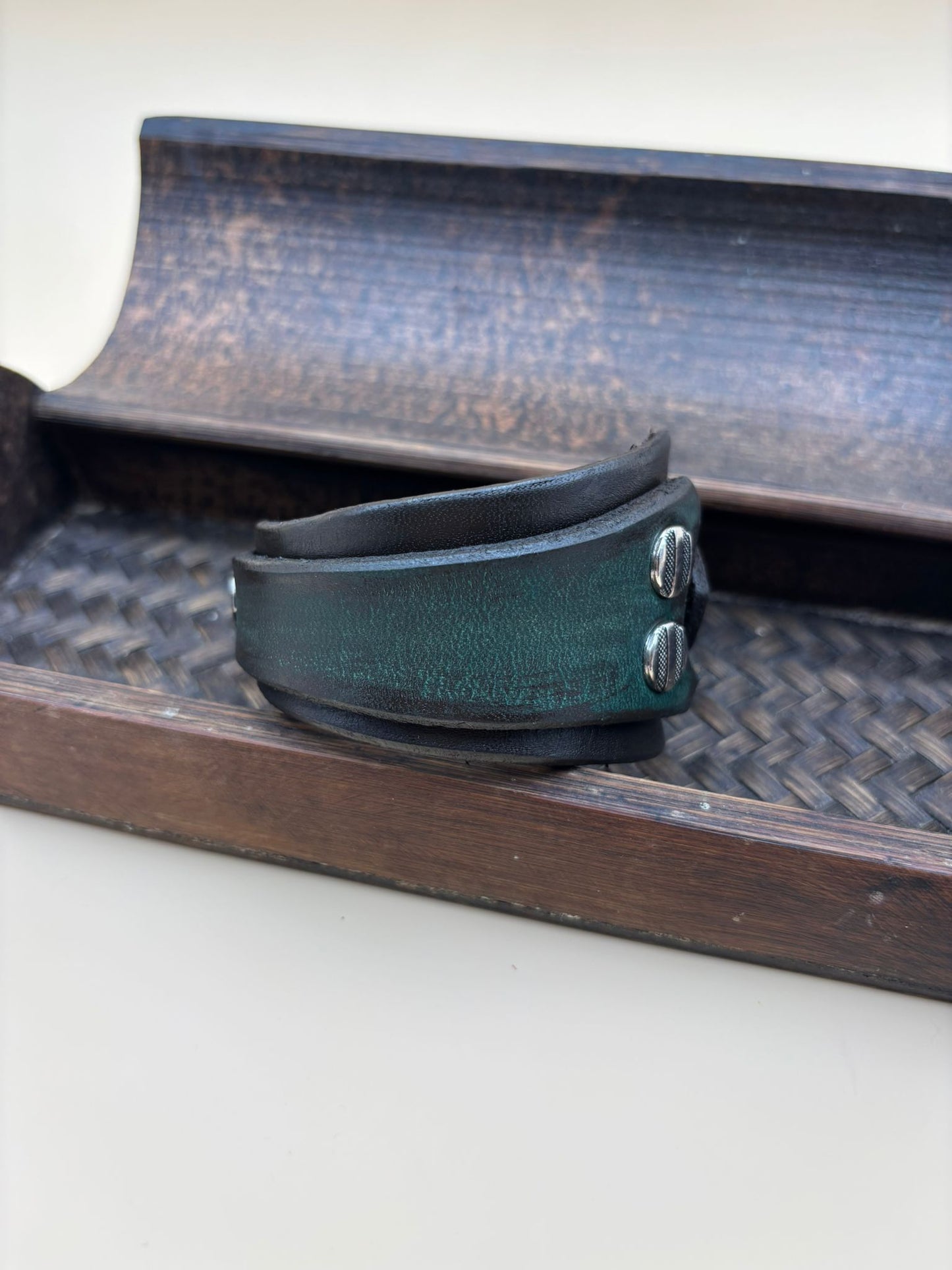 Armband Leder Vintage - Dunkelbraun/Dunkelgrün